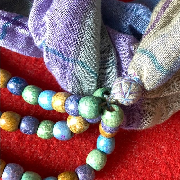 Anthropologie plaid infinity scarf with beading - Picture 8 of 8